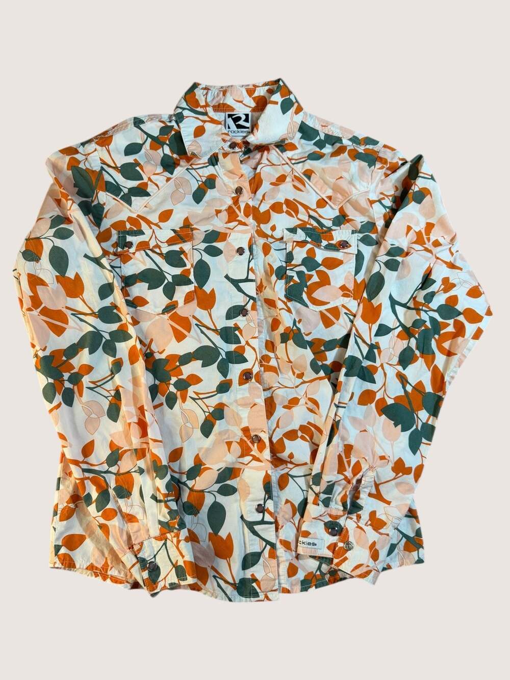 Vintage Rockies Floral Western Snap Front Blouse Women's Small